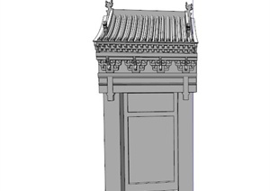 某古典中式庭院建筑大门设计SU(草图大师)模型