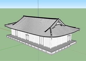 日本法隆寺建筑设计SU(草图大师)模型