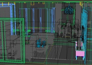 某简欧客餐厅以及玄关室内装修3DMAX模型