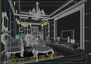 某住宅客厅餐厅室内装修3DMAX模型