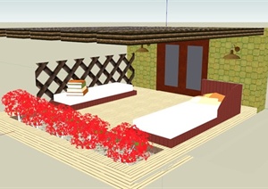 某住宅建筑屋顶休闲室设计SU(草图大师)模型