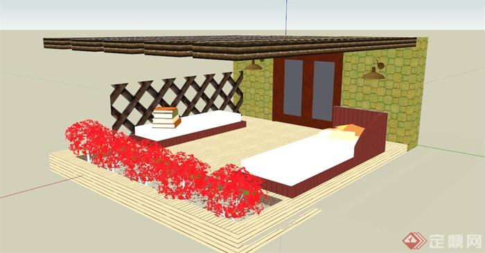 某住宅建筑屋顶休闲室设计SU模型(1)