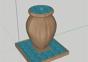 某花瓶式跌泉景观设计SU(草图大师)模型