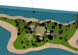 某现代小岛景观设计SU(草图大师)模型