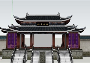 某古典中式寺庙大门设计SU(草图大师)模型