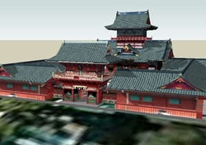 某日本古典建筑寺庙建筑设计SU(草图大师)模型