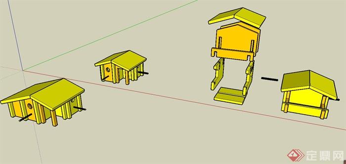 某小屋建筑结构设计SU模型(1)