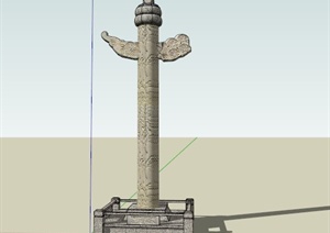 某古典中式配景建筑物石柱华表设计SU(草图大师)模型