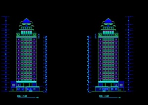 某双子塔综合大楼施工图CAD设计