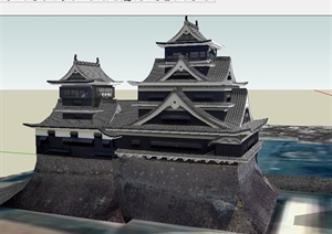 某旅游景区日式古建设计SU(草图大师)模型