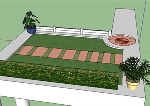 某现代建筑阳台景观设计SU(草图大师)模型