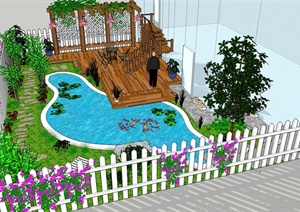 某住宅小庭院景观设计SU(草图大师)模型