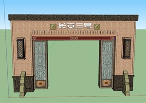 某新古典大型门廊设计SU(草图大师)模型