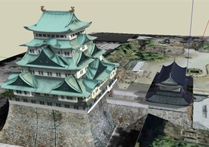 某日本古建名古屋城堡旅游建筑设计SU(草图大师)模型