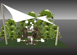 某现代会展中心花园一脚景观设计SU(草图大师)模型