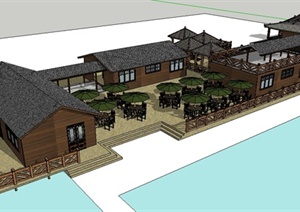 某中式风格住宅、农家乐建筑设计SU(草图大师)模型