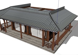某古典中式接待室建筑设计SU(草图大师)模型