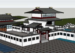 某一旅游景区古典中式风格建筑设计SU(草图大师)模型