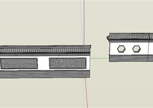 某古中式围墙景观设计SU(草图大师)模型