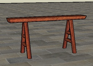 一中式风格木凳设计SU(草图大师)模型