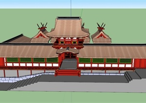 某日式古典寺庙建筑设计SU(草图大师)模型