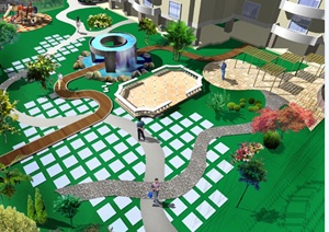 某现代广场空中花园设计方案效果图
