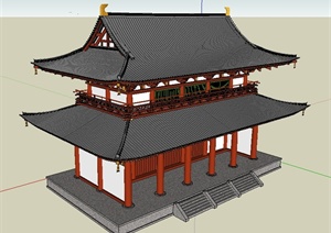 某古典中式唐朝朱雀楼建筑设计模型