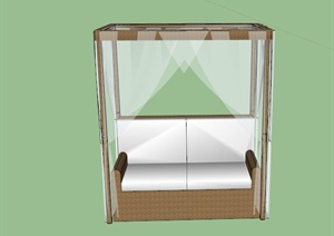 某现代室外遮阴廊架与沙发组合设计SU(草图大师)模型