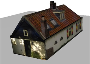 某单层独栋居住建筑设计SU(草图大师)模型