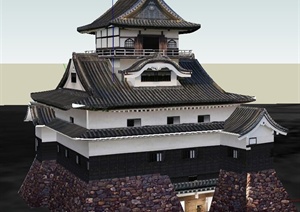 某日本犬山城古建筑设计SU(草图大师)模型