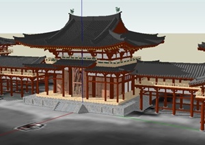 日本平城京古建旅游建筑设计SU(草图大师)模型