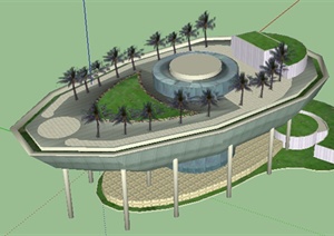 某现代风格轮船造型广场景观设计方案SU(草图大师)模型