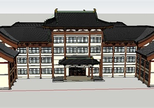 某地区一中式风格博物馆SU(草图大师)模型