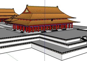 三栋古典中式风格宫殿建筑设计SU(草图大师)模型