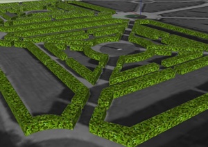 某欧式园林绿篱设计SU(草图大师)模型