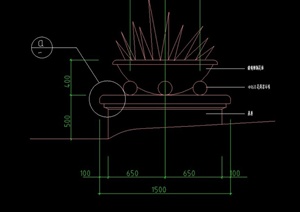 某现代园林工程中圆形花钵设计施工图CAD格式