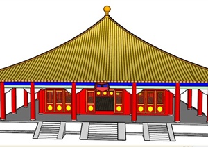 某古典中式皇宫议会阁建筑设计SU(草图大师)模型