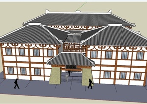 某古典中式多栋博物馆建筑设计SU(草图大师)模型