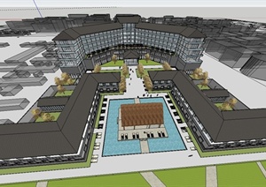 十二个酒店建筑规划设计SU(草图大师)模型
