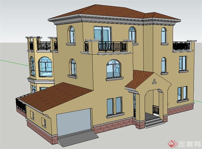 某地区一别墅建筑设计施工图及su模型(7)