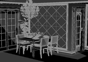 某居住空间欧式餐厅室内装修3DMAX模型