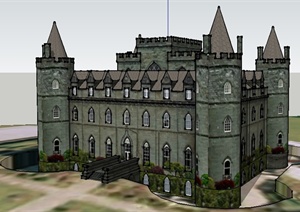 苏格兰弗雷里城堡建筑设计SU(草图大师)模型