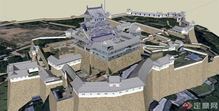 日本古典建筑姬路城旅游建筑设计SU模型(1)
