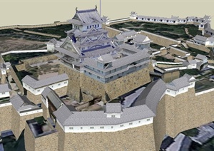 日本古典建筑姬路城旅游建筑设计SU(草图大师)模型