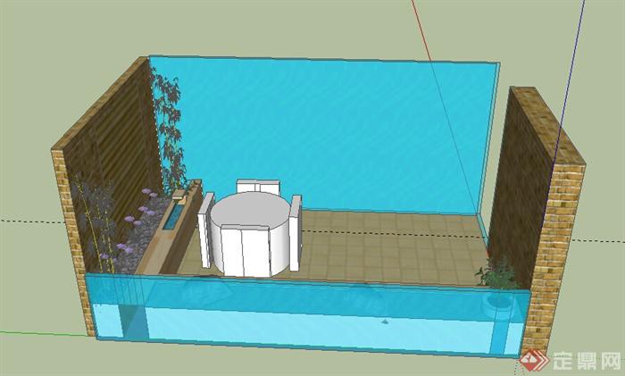 某室外庭院别墅花园设计SU模型(2)