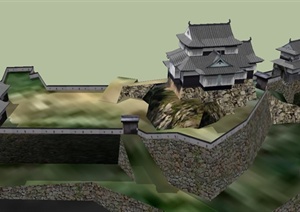 日本松山城建筑设计SU(草图大师)模型