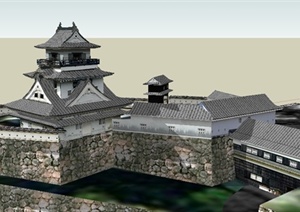 日本高知城古建旅游建筑设计SU(草图大师)模型