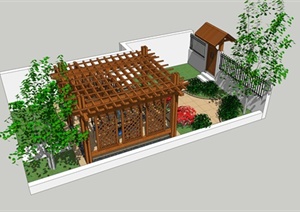 某私家别墅庭院一角景观设计SU(草图大师)模型