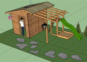 某住宅建筑庭院景观SU(草图大师)模型