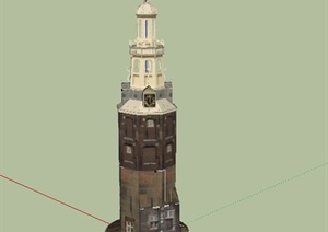 某欧式古典钟表塔楼设计SU(草图大师)模型
